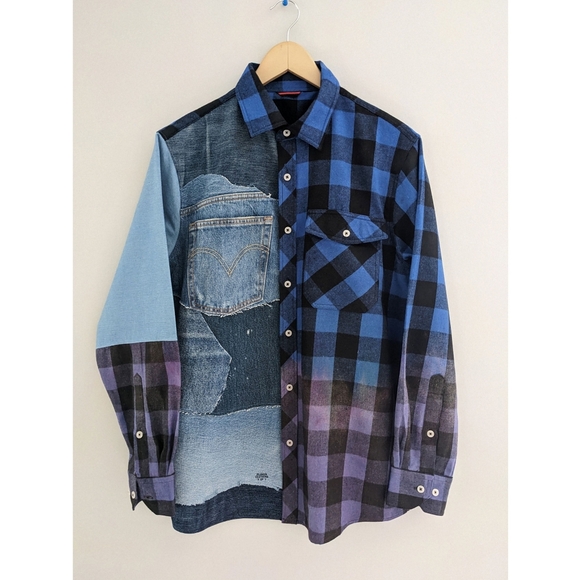 Reconstructed Plaid Shirt (Chest 42″) - Picture 1 of 5